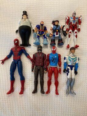 Action Figure Lot 8 Vintage 1994 Servo Gridman Marvel Spider-Man Rescue Heroes